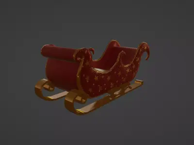 READY TO USE CHRISTMAS SLEIGH Low-poly 3D model