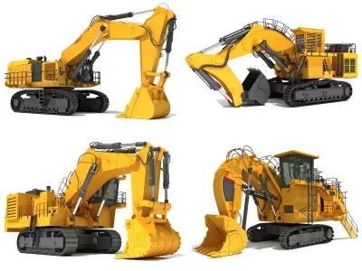 Mining Excavator Shovel Collection 3D Model Pack