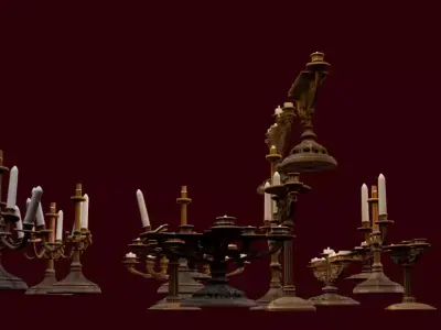 18 Detailed Ornate Candelabra 3D Models Pack Antique Bronze 3D model