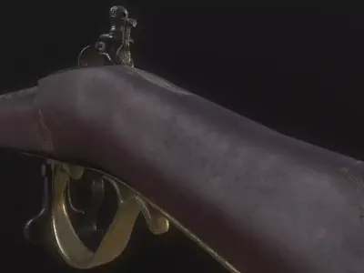 Stylized Pirate Brown Bess Musket Game Ready Low-poly 3D model