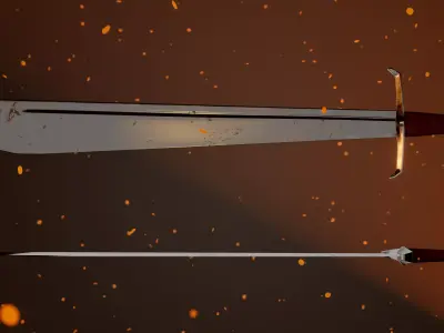 Medieval falchion sword Low-poly 3D model