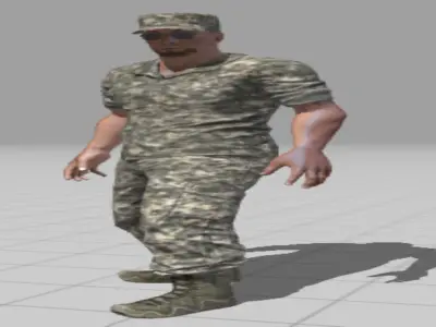 soldier in camouflage Low-poly 3D model