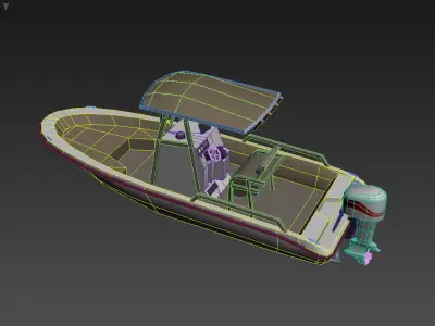Fishing Motor Boat Boston Whaler 2  LOWEST Low-poly 3D model