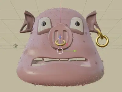 worried pig face 3D model