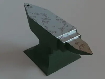 Old green anvil Low-poly 3D model