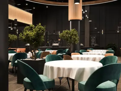 Full 3D scene restaurant industrial design 3D model