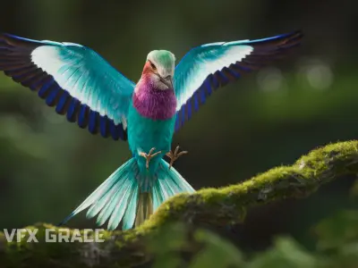 Bird Coracias Caudatus VFX Grace 3D model