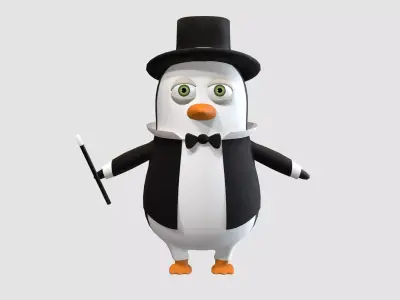 magician cartoon penguin  3D model