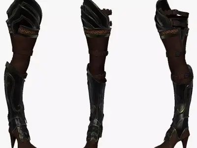 Woman Leg Armor Set Sculpt 3D model