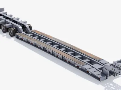 Lowboy Trailer Low-poly 3D model purchase