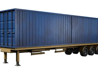 Container Trailer Low-poly 3D model