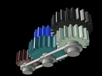 Animated Gears 8 3D model