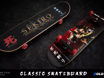 Classic Skateboard - Sekiro Theme Low-poly 3D model