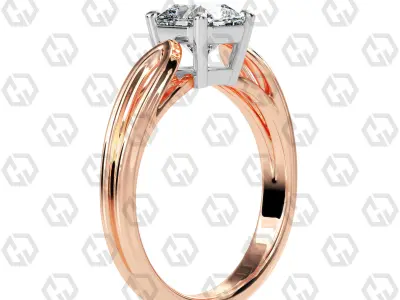 Ring 230 Radiant shape split shank solitaire ring with Gems 3D print model