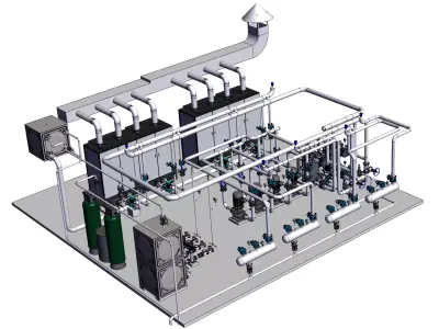 Boiler Room  Gas-fired Boiler Heating System 3D model