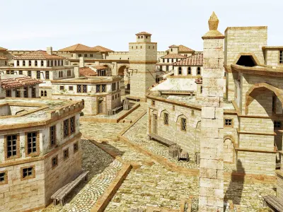 Ancient Roman Settlement Town  Low-poly 3D model