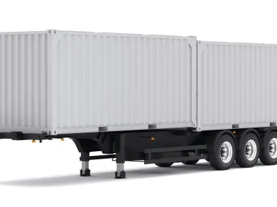 Chassis Semi Trailer with Shipping Containers 3D model