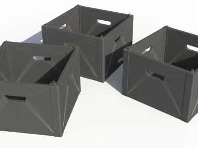 Wooden Crate Low-poly 3D model 6