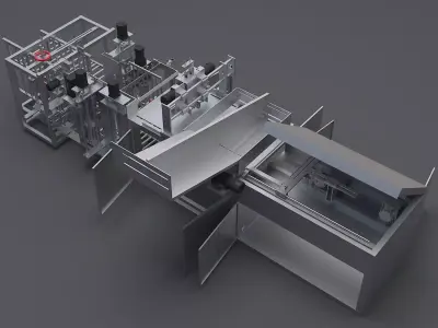Bottle shaped non-standard automated assembly production line 3D model