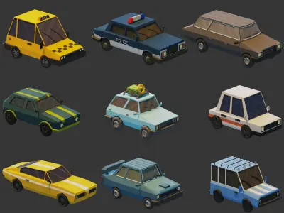 Low Poly Cars Ships and Planes Low-poly 3D model