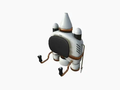 Jetpack D01 White Copper - SciFi Character Design Low-poly 3D model