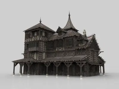Medieval house fantasy 20  Low-poly 3D model
