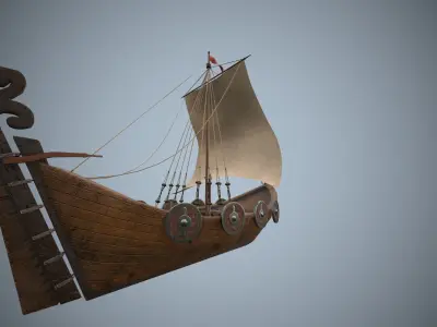Vikings ship Low-poly 3D model