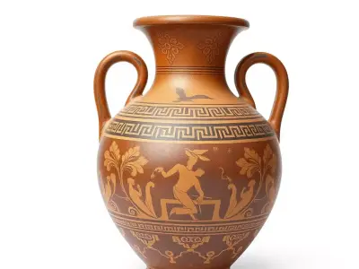 Greek Amphora Terra Cotta model pack Low-poly 3D model