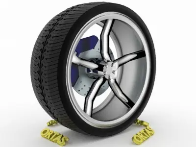 ORTAS CAR WHEEL RIM 83 GAME READY WHEEL RIM TIRE 3D model