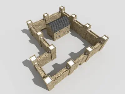 low poly medieval castle Low-poly 3D model