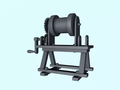 Winch pulley Low-poly 3D model