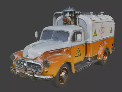 Vintage Atompunk Nuclear Logistics Truck 3D Model Low-poly 3D model