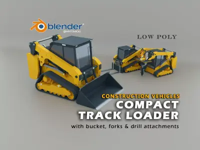 Compact Track Loader Heavy Vehicle Low-poly 3D model