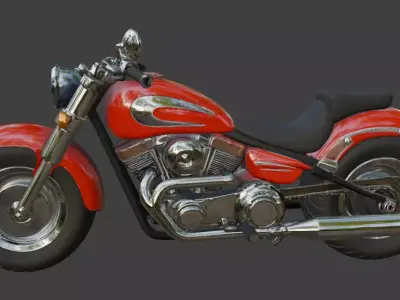 Cartoon Red Motorcycle 3D Model 3D model buy