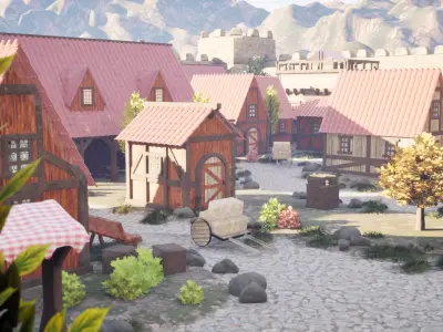 Walled Medieval Village 3D model