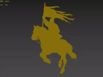 Flag  war horse 3D model