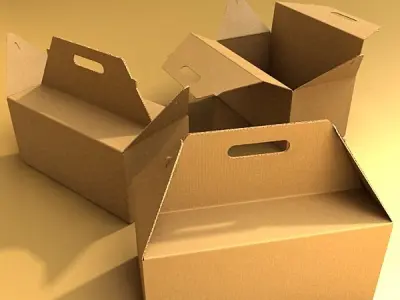 Photorealistic Cardboard Carrier Box High Res 3D model