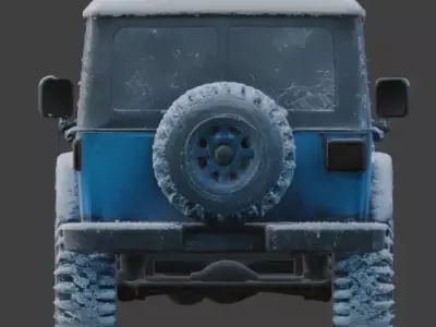 Frozen Damaged Off Road Jeep 3D Model V02 Low-poly 3D model