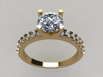 4 Prong Heart Shape Diamond Engagement Ring 3D print model purchase