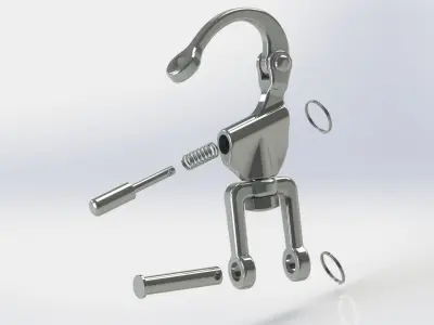 Quick release swivel carabiner with ring 3D model