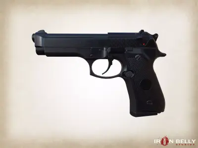 AAA FPS Beretta M9 Pistol Game-Ready Low-poly 3D model