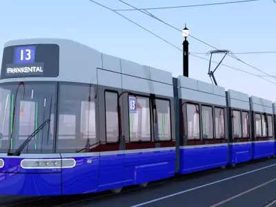 Bridge with Flexity tram 3D model