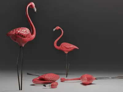 Plastic Flamingo Low-poly 3D model