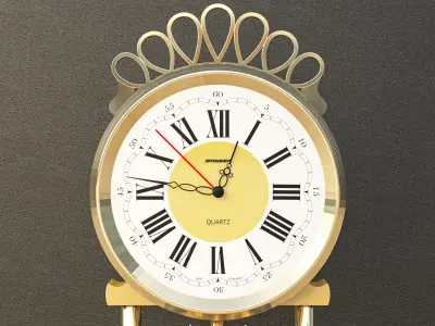 Vintage Golden Alarm Clock - 3D Model  3D model