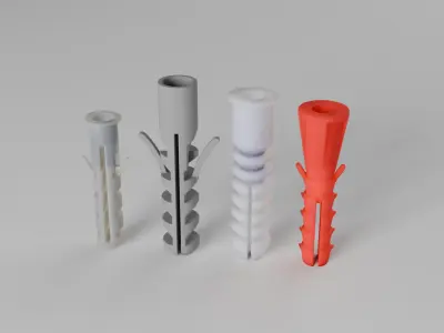 High-Detail Subdividable Wall Plug Set - Dowel 3D model
