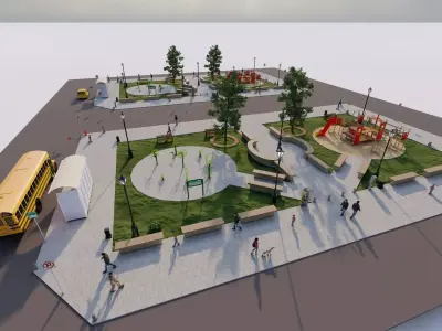 public park-Private Park Landscape 3D model 14
