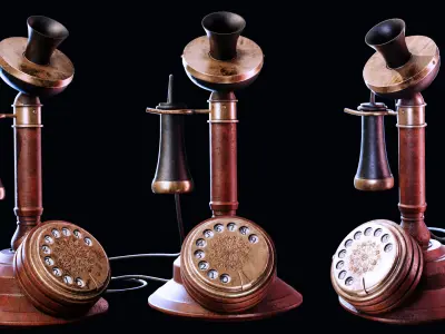 Vintage Candlestick Telephone  High-Quality 3D Model 3D model