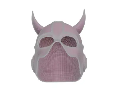 Stylized Devil Horn Helmet - 3D Printable Mask Two Part Design 3D print model