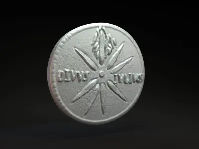 Roman coin with emperor Augustus intended for 3D printing 3D print model