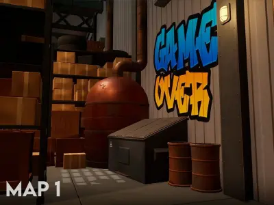 Stylized Low Poly FPS Map 1 - Warehouse Low-poly 3D model